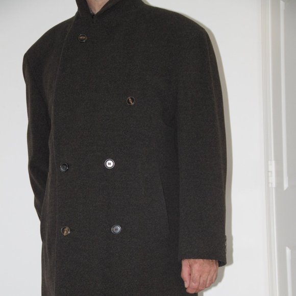 Hugo Boss Other - HUGO BOSS Luxury Brown Herringbone Tweed Wool Men Coat Portugal Size 44R / 54 EU